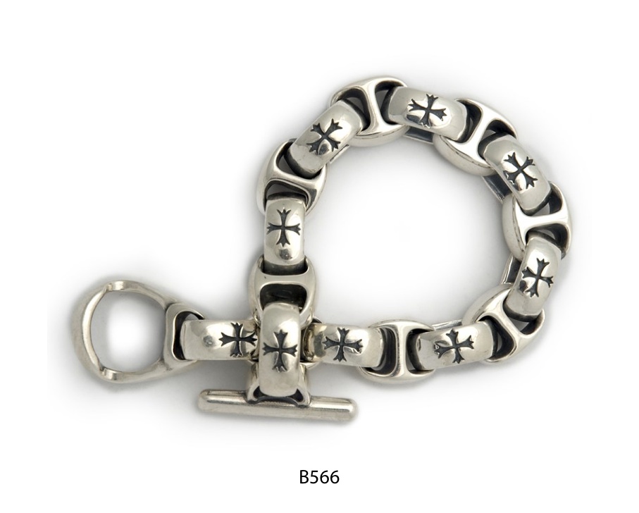 Large Boat Link-Maltese Cross Link Bracelet